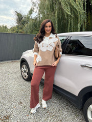 Chocolate Drawstring Knitted Trousers Ophelia