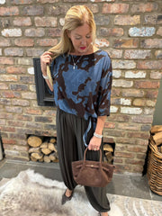 Denim Tie Detail Layered Top Sharon