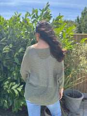 Khaki Wave Open Knit Jumper Marian