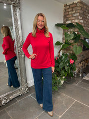 Red Roll Neck Top Julia