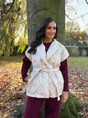 Antique Cream Quilted Gilet Hollie