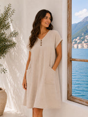 Stone Bubble Cotton Pocket Dress Kia