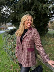 Wine Checked Blazer Sara