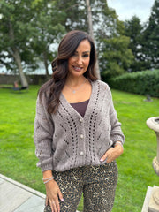 Mocha Chunky Knit Cardi Gail