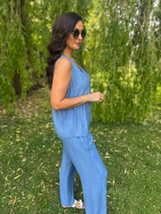 Denim Textured Lightweight Trousers Kaylee