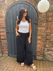 Black Pinstripe Pull on Trousers Tanya