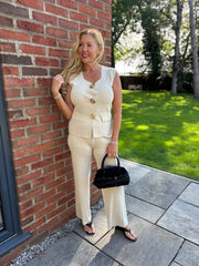 Cream Rose Button Waistcoat Set Nala