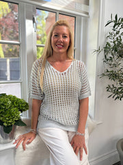 Silver Shimmer Loose Knit Ada