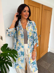 Blue Watercolour Longline Shirt Polly