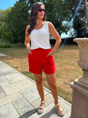 Red Towelling Shorts Natasha