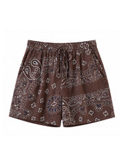 Chocolate Paisley Bubble Cotton Shorts