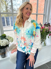Cream Tropical Print Shirt Aubree