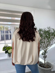 Stone Gathered Hem V Neck Top Willa