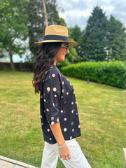 Black Abstract Circle Print Top Alba