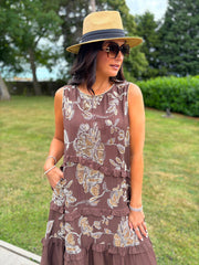 Chocolate Embroidery Tiered Dress Sammie