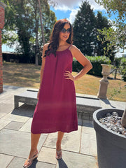Wine Bubble Cotton Dress Athena