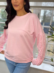 Pink Ruffle Sleeve Sweatshirt Ava