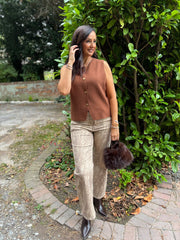 Tan Buttoned Knit Waistcoat Kerry