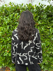 Black Swirl Pattern Coat Elsa