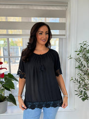 Black Bardot Tassel Top Adeline