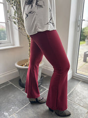 Wine High Waist Flared Leggings