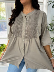 Mocha Embroidered Detail Blouse Nellie