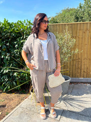 Mocha Hooded Zip Jacket Set Willa