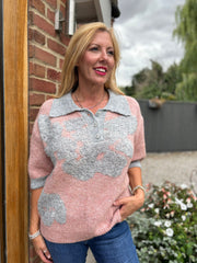 Rose Luxury Collared Floral Knit Eve