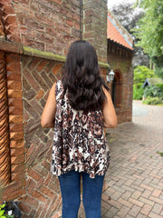 Chocolate Elegant Floral Vest Isabella