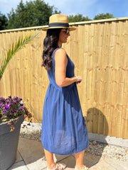 Navy Flower Detail Dress Faith