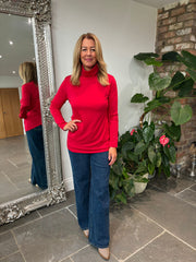 Red Roll Neck Top Julia