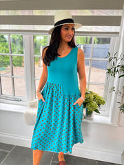 Teal Polka Dot Panel Dress Coraline