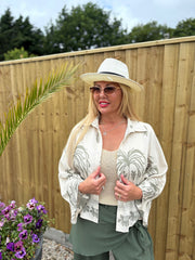 Khaki Coastal Print Shirt Elsa