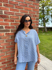 Denim Polka Dot Top Everly
