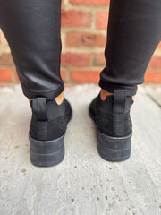 Black Diamante Slip On Trainers