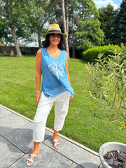 Denim Embellished Tree Of life Vest Top Olivia