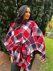 Red Check Tie Shawl Roxie