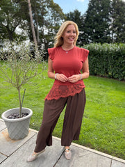 Rust Lace Hem Top Yasmin