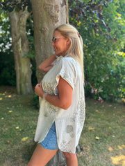 Stone Mocha Coral Print Blouse Stacey
