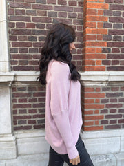 Pink Ribbed Dip Hem Jumper Vicky
