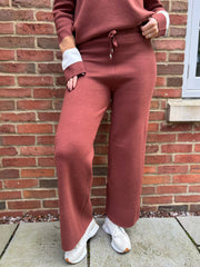 Chocolate Drawstring Knitted Trousers Ophelia