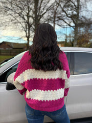 Lipstick Block Stripe Knitted Cardigan Elle