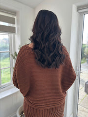 Chocolate Cable Detail Ribbed Two Piece