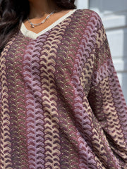 Wine Pattern Stripe Shimmer Top Freya