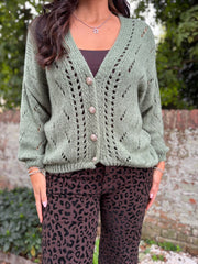 Sage Chunky Knit Cardi Gail