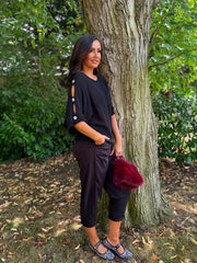 Black Button Sleeve Knit Augustine