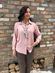 Pink Scarf Detail Blouse Belle