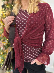 Wine Lace Tie Front Shrug Rachel