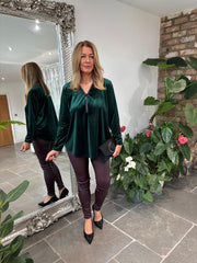 Green Velour Diamante Zip Top Cassie