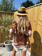 Chocolate Botanical Border Shirt Gemma
